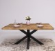 Dining table with central leg in X