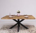 Dining table with central leg in X