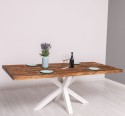 Dining table with central leg in X