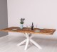 Dining table with central leg in X