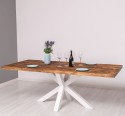 Dining table with central leg in X