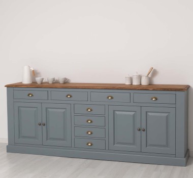 Kitchen sideboard 4 doors 8 drawers bas, top oak