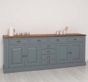 Kitchen sideboard 4 doors 8 drawers bas, top oak