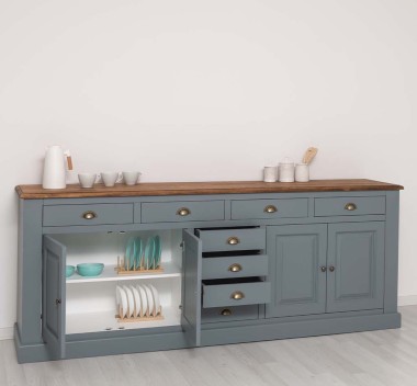 Kitchen sideboard 4 doors 8 drawers bas, top oak