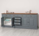 Kitchen sideboard 4 doors 8 drawers bas, top oak