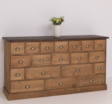 Chest of 19 drawers, top oak