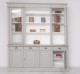 Bookcase with 4 doors, 4 BAS drawers + 2 glass doors, SUP open shelf, Directoire Collection