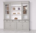 Bookcase with 4 doors, 4 BAS drawers + 2 glass doors, SUP open shelf, Directoire Collection