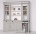 Bookcase with 4 doors, 4 BAS drawers + 2 glass doors, SUP open shelf, Directoire Collection