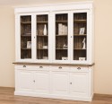 Bookcase with 4 doors, 4 BAS drawers + 4 SUP glass doors, Directoire Collection