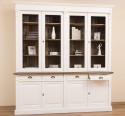 Bookcase with 4 doors, 4 BAS drawers + 4 SUP glass doors, Directoire Collection