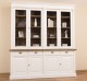 Bookcase with 4 doors, 4 BAS drawers + 4 SUP glass doors, Directoire Collection