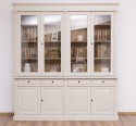 Bookcase with 4 doors, 4 BAS drawers + 4 SUP glass doors, Directoire Collection