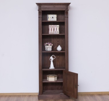 Narrow bookcase with 1 door, open shelf, Directoire Collection