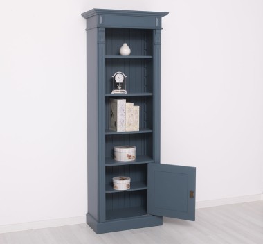 Narrow bookcase with 1 door, open shelf, Directoire Collection