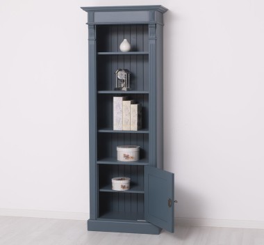 Narrow bookcase with 1 door, open shelf, Directoire Collection