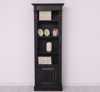 Narrow bookcase with 1 door, open shelf, Directoire Collection