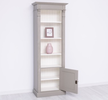 Narrow bookcase with 1 door, open shelf, Directoire Collection