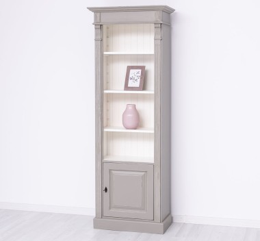 Narrow bookcase with 1 door, open shelf, Directoire Collection