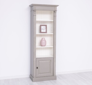 Narrow bookcase with 1 door, open shelf, Directoire Collection