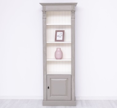 Narrow bookcase with 1 door, open shelf, Directoire Collection