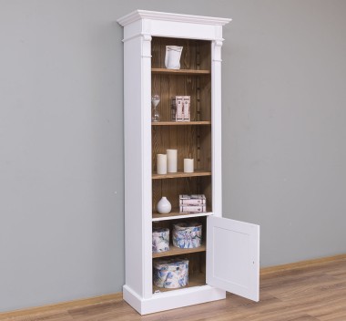 Narrow bookcase with 1 door, open shelf, Directoire Collection