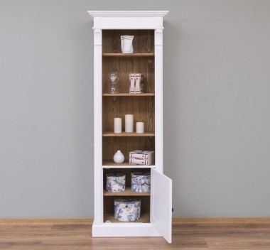 Narrow bookcase with 1 door, open shelf, Directoire Collection