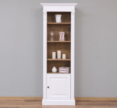 Narrow bookcase with 1 door, open shelf, Directoire Collection