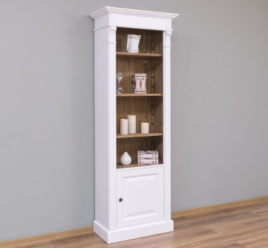 Narrow bookcase with 1 door, open shelf, Directoire Collection