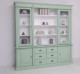 Bookcase with 2 doors, 6 BAS drawers + 2 glass doors, open space SUP