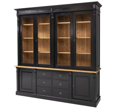 Bookcase with 2 doors, 6 drawers BAS + 4 glass doors