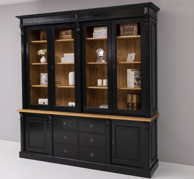 Bookcase with 2 doors, 6 drawers BAS + 4 glass doors