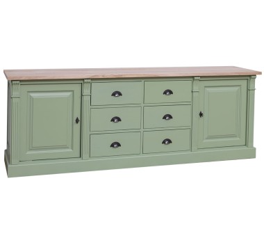 Buffet with 2 doors, 6 drawers, oak top, BAS, Directoire Collection