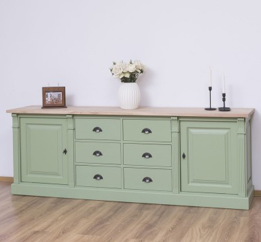 Buffet with 2 doors, 6 drawers, oak top, BAS, Directoire Collection