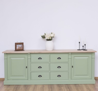 Buffet with 2 doors, 6 drawers, oak top, BAS, Directoire Collection