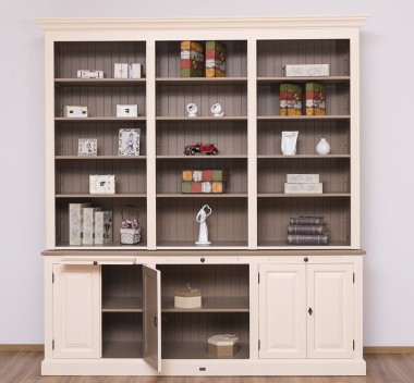 Large bookcase with 4 doors, 1 shelf BAS + triple shelf SUP