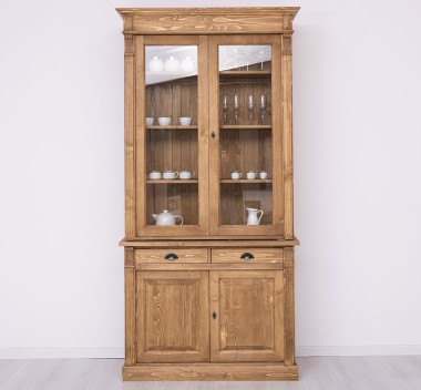 Wardrobe with 2 doors, 2 BAS drawers + 2 SUP glass doors, Directoire Collection