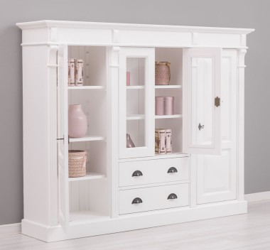 Bookcase with 2 doors + 2 glass doors and 2 drawers