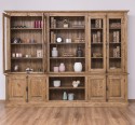 Large bookcase with 4 doors and Cremone, open middle BAS + 4 glass doors, and open middle SUP