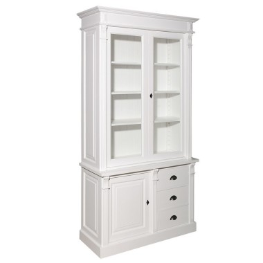 Showcase with 1 door, 3 BAS drawers + 2 SUP glass doors, Directoire Collection