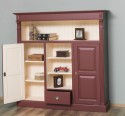 Bookcase with 2 doors, 1 drawer, open shelves