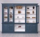 Bookcase with 4 doors, 1 BAS shelf + 4 glass doors, 3 open SUP shelves, Diectoire Collection