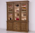 Showcase with 2 doors, 3 BAS drawers + 3 SUP glass doors, Directoire Collection