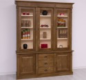 Showcase with 2 doors, 3 BAS drawers + 3 SUP glass doors, Directoire Collection