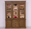 Showcase with 2 doors, 3 BAS drawers + 3 SUP glass doors, Directoire Collection