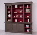 Large bookcase with 4 BAS doors + 2 glass doors, SUP open shelf, Directoire Collection