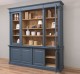 Large bookcase with 4 BAS doors + 2 glass doors, SUP open shelf, Directoire Collection