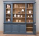 Large bookcase with 4 BAS doors + 2 glass doors, SUP open shelf, Directoire Collection