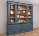 Large bookcase with 4 BAS doors + 2 glass doors, SUP open shelf, Directoire Collection