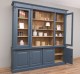 Large bookcase with 4 BAS doors + 2 glass doors, SUP open shelf, Directoire Collection